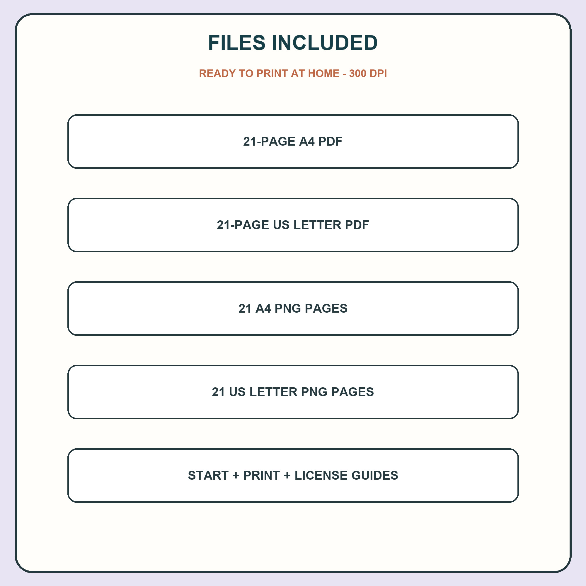 Included A4 and US Letter PDF and PNG files at 300 DPI.