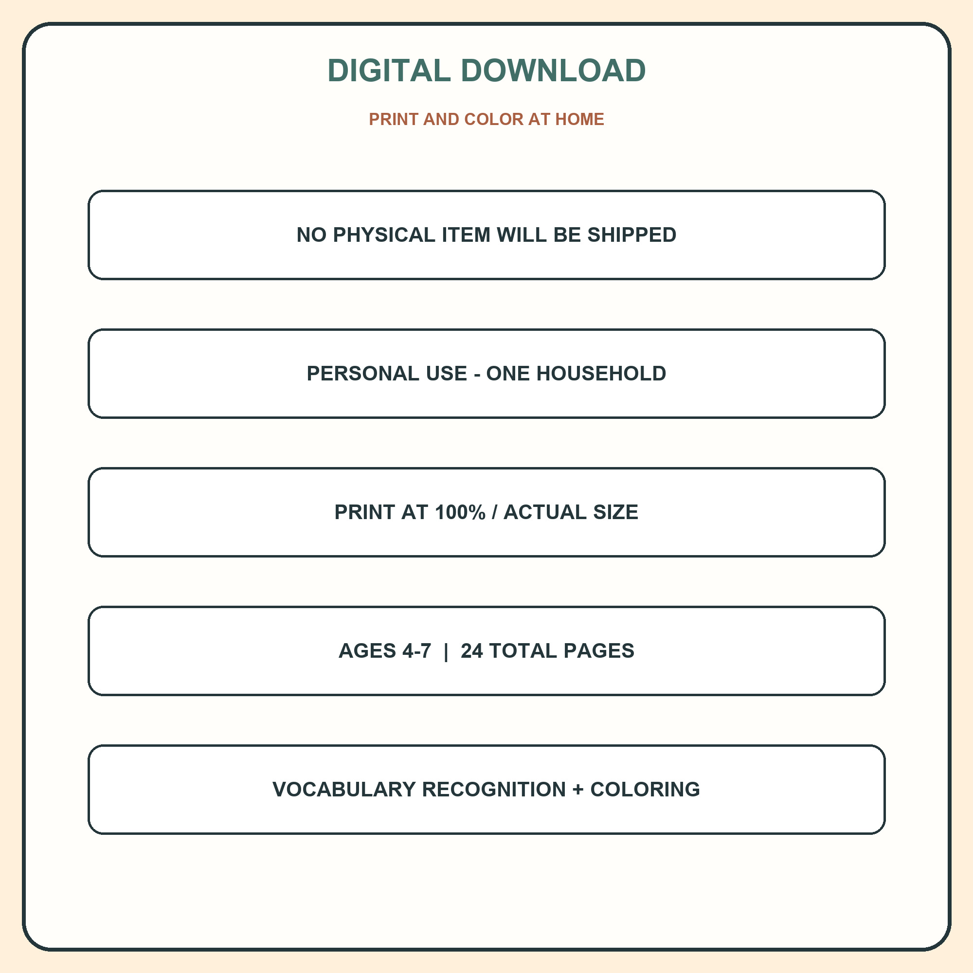 Digital-download printing and personal-use summary.
