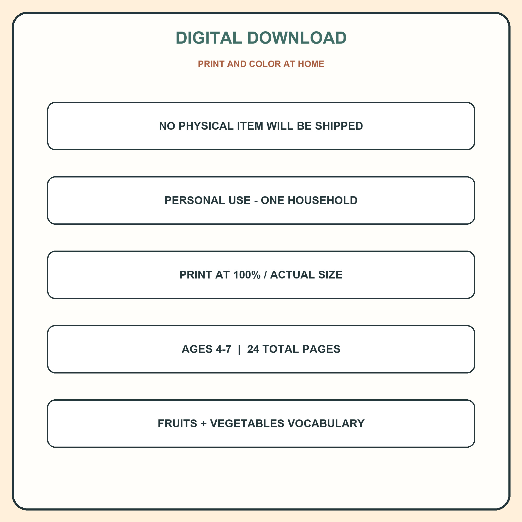 Digital-download printing and personal-use summary.